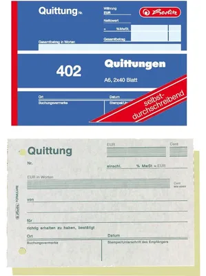 Produktbild von Herlitz 402 - Quittungsblock - 40 Blatt - A6 (105 x 148 mm)