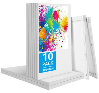 Immagine prodotto di Omgoods - 10 tele di tela da 30 x 40 cm con cornice in legno, ideali per la pittura