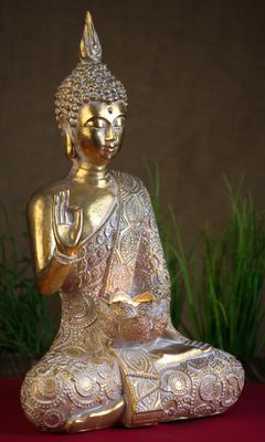 Großer Thai Buddha 38cm Teelicht Halter Budda  Figur Statue Feng Shui sitzend
