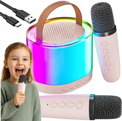 Obrázek produktu pro Rgb Bezdrátový Reproduktor S Mikrofonem Bluetooth Karaoke Set Se 2 Mikrofony
