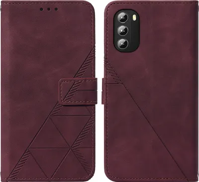 Produktbild von Moto G 5G 2022 Hülle, Schlank Prägung Flip Leder Kartenfächer Schutzhülle mit Ständer für Motorola Moto G 5G 2022 Rot