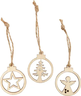 Image de Pendentifs de Noël en bois, 24pcs.