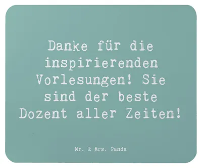 Produktbild von Mr. & Mrs. Panda Mauspad Spruch Bester Dozent - Meeresbrise - Geschenk, für, inspirierende Vorlesungen, Geschenkidee, Mousepad, Aufmerksamkeit, laptop, mousematte, Danke