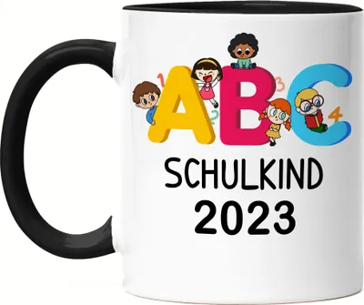 Produktbild von ABC Schulkind 2023 Tasse Schwarz Einschulungsgeschenk 1. Klasse Grundschule Geschenkidee