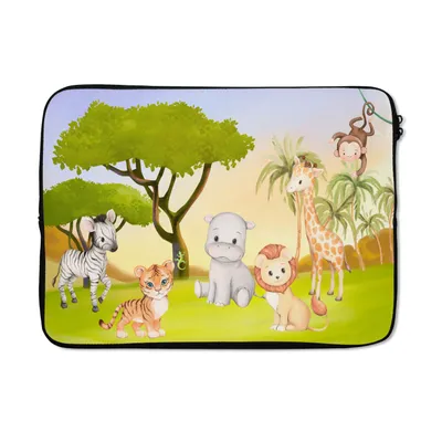 Produktbild von MuchoWow® Laptop Hülle 14 ZollDschungel - Tiere - Kind Laptoptasche - Laptoptasche - Stoßsicher - Schutzhaube