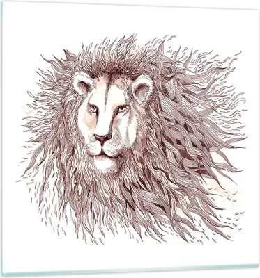 Produktbild von Bilder auf glas - Löwe König Tierwelt Pelz - 70x70cm - Glasbilder - Wandbilder - Kunstdruck - zum Aufhängen bereit - Wanddekoration aus Glas - Glas Bilder - Wandbild auf Glas - GAC70x70-3025