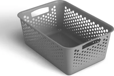 Produktbild von Aufbewahrungskorb 10L mit Griffen - BPA-Frei - Organizer ( 37 x 26 x 17 cm / Anthrazit ) - Körbchen für Bad Küche Schlafzimmer, Haushaltskorb