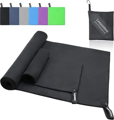 Produktbild von Mikrofaser Handtuch Set Schnelltrocknend 160x80cm + 80x40cm für Sport, Yoga, Strand