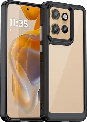 Image de Etui pour Motorola Edge 50 Neo transparent, antichoc étui de protection en silicone TPU noir