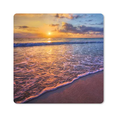 Produktbild von MuchoWow® Mauspad Mousepad Meer - Strand - Sonnenuntergang - Wolken - Horizont 20x20 cm - Mousepads - Maus Mat - Pad - Mausunterlage - Desk Mat - Bureauartikeln