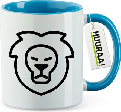 Produktbild von Huuraa Kaffeetasse Löwe Sternzeichen Symbol 330ml Blau Keramik Kaffeebecher Geschenkidee