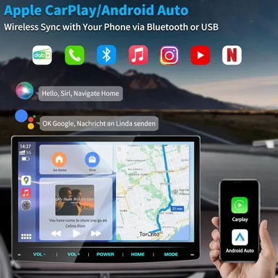 Productafbeelding van Autoradio Android 13 Single Din - 10,1 Inch Touchscreen - 50 Watt - DAB+ Radio