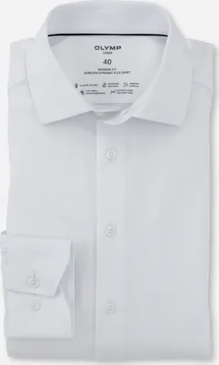 Produktbild von Olymp Businesshemd Luxor Modern Fit normale Passform weiß einfarbig Baumwolle