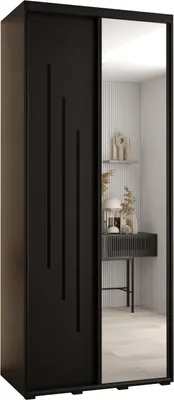 Produktbild von MEBLE KRYSPOL Davos 9 Schrank, zwei Türen - 235,2x100x60 cm - Schwarz Schwarz Schwarz