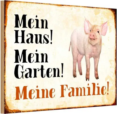 Produktbild von vianmo Holzschild 12x18 cm Tiere Schwein mein Haus Garten Familie Tier Haustier