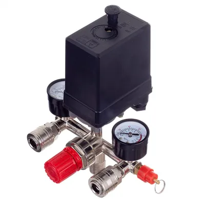Obrázek produktu pro Tlakový spínač s regulátorem tlaku a 2 manometry 400V 1/2" Technic PL-400