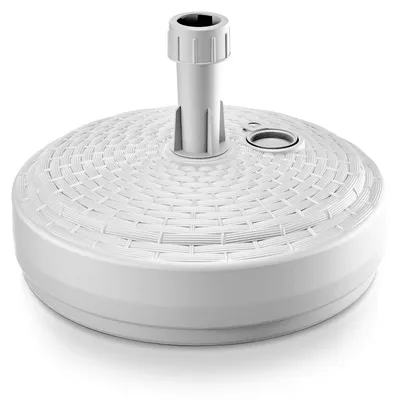 Produktbild von DEUBA® Sonnenschirmständer Poly Rattan Rund bis Ø 26 mm Mast Befüllbar Sonnenschirm Schirmständer Ständer Gartenschirm Balkon Terrasse Garten Weiß