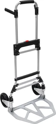 Image de Diable pliable, chariot à bagages, câble de tension élastique, poignée réglable, pour le déménagement et les courses quotidiennes, argenté