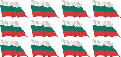 Produktbild von Mini Fahnen / Flaggen Set wehend - 50x31mm - selbstklebender Aufkleber - Bulgarien - Sticker fürs Büro, Schule und zu Hause - 12 Stück