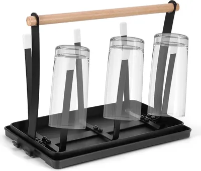 Produktbild von Flaschenhalter fš¹r Sodastream 6er Abtropfgestell mit Holzgriff Schwarz