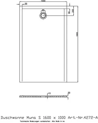 Produktbild von Hoesch 4272xA.010 DW Muna S 1600x1000x30 ohne