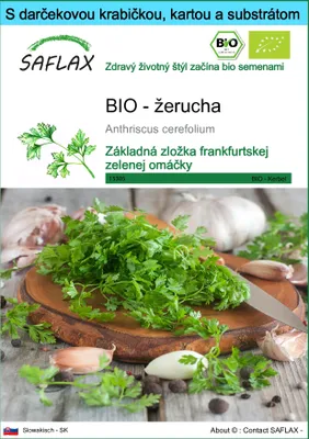 Obrázok produktu pre SAFLAX Darčeková sada - BIO - žerucha - Anthriscus cerefolium - 800 Semená - S darčekovou krabičkou, prepravným štítkom, darčekovou kartou a pestovateľským médiom