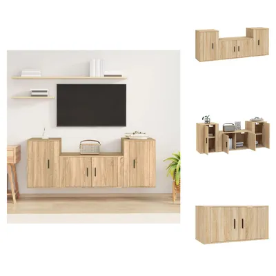 Produktbild von vidaXL 3-tlg. TV-Schrank-Set Sonoma-Eiche Holzwerkstoff -  TV-Möbel