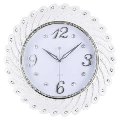 Runde Wanduhr 43 cm, geräuschloses Quarzwerk, weiß