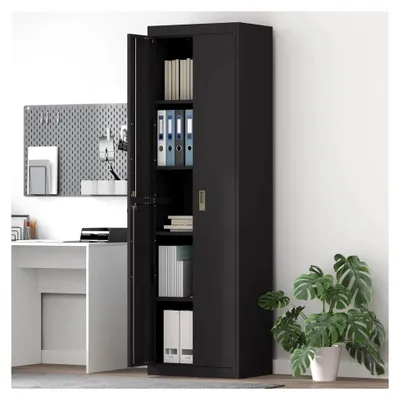 Produktbild von Metallschrank - Kaltgewalzter Stahl, Schwarz, Abschließbar, für Büro & Home-Office