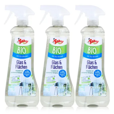 Produktbild von Poliboy Glas & Flächen-Reiniger 500ml - Mit -Alkohol (3er Pack)
