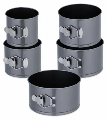 Image de Lot de 5 moules à charnière Relaxdays, Ø 12, 14, 16, 18, 20 cm, acier, revêtement antiadhésif, moules ronds, anthracite, Image générée par une IA