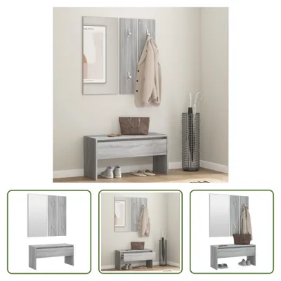 Immagine prodotto di The Living Store Set di mobili per corridoio in legno grigio Sonoma