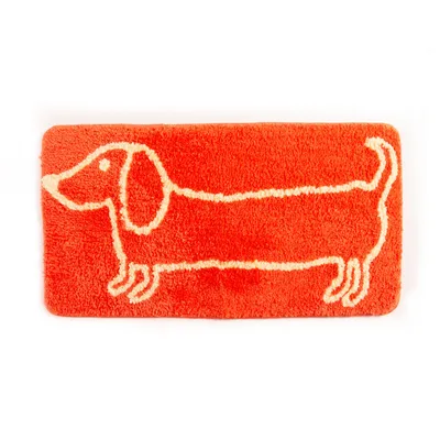 Produktbild von Helio Ferretti Badematte Dackel Orange rutschfest ca. 65 x 35 x 1,2 cm Badteppich