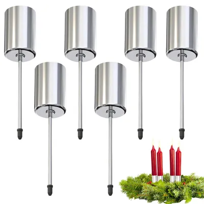 6er-Set Kerzenhalter für Adventskranz, Metall, silber, 11 cm
