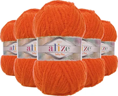 5 x 100g Kuschelgarn Alize Softy Plus Baby Oeko-Tex 100 Strickgarn Kuschelwolle Babywolle orange