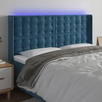 Produktbild von Design LED Kopfteil Dunkelblau 183x16x118/128 cm Samt, Kopfteile 2024 Neu