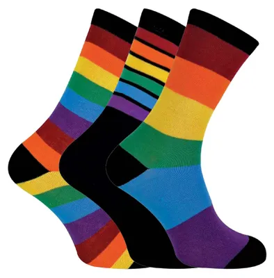 Produktbild von Sock Snob - 3er Pack Herren Regenbogen socken | Hell Gestreifte Socken Gemustert