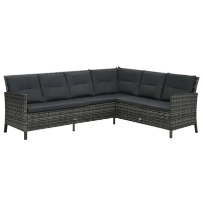 Obrázok produktu pre vidaXL 4-dielna záhradná sedacia súprava s vankúšmi Poly Rattan Grey