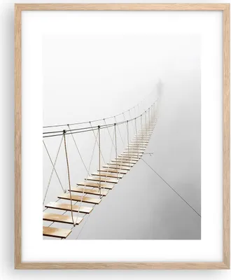 Produktbild von Gerahmtes Poster - Rahmen in heller Eiche - Brücke ausgesetzt Nebel - 40x50 cm - Wand Bild - Wanddeko - Wandbilder - Kunstposter - Wandposter - Bilderrahmen - Bilder - Kunstdruck - P2NPA40x50-5018