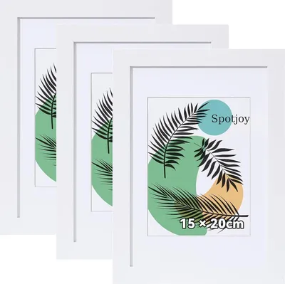 Immagine prodotto di Set di cornici 15x20 cm bianche 3 pezzi con cornice in legno passe-partout vetro acrilico