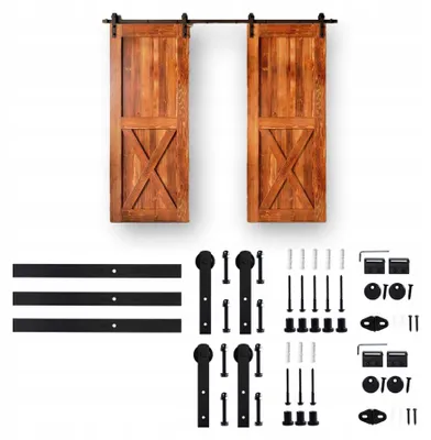 Zdjęcie produktu dla System Do Drzwi Przesuwnych Loft Retro Barn Door Zestaw Podwójny 3M Szyna