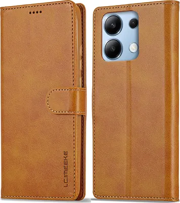 Obrázek produktu pro Pouzdro pro Xiaomi Redmi Note 13 Pro 4G/Poco M6 Pro 4G kožené flipové pouzdro s magnetickým uzávěrem a stojánkem, ochranné pouzdro Žluť