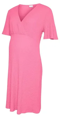 Produktbild von Mamalicious - "Tess" Wickelkleid für Damen, V-Ausschnitt, Seersucker, Umstandskleidung GT29720 (34 DE) (Beutel Rosa)