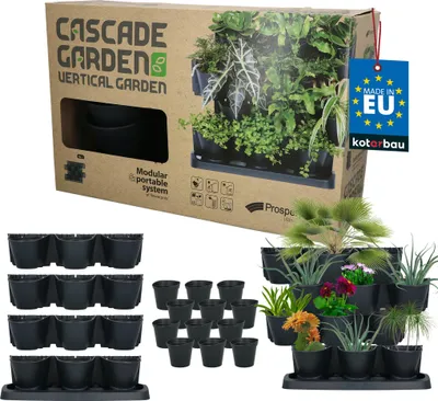 Produktbild von KOTARBAU® Vertikaler Garten 59 cm Modular Hochbeet Balkon mit 4 Etagen aus Kunststoff Blumentopf für Outdoor & Indoor Anthrazit