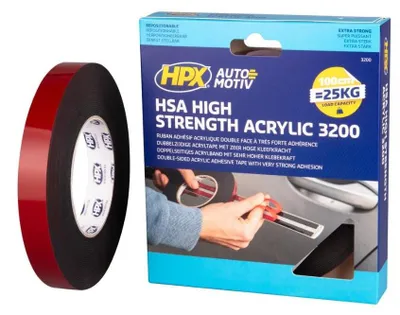 Imagen del producto de Cinta adhesiva de doble cara HPX, modelo HSA005, 1,10 mm de grosor, 19 mm de ancho, 10 metros de longitud