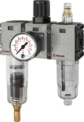 Produktbild von Riegler Wartungseinheit 3-tlg. »FUTURA-mini«, PC-Beh., Stand.mano, G1/4, 0,5-10, VA-NC