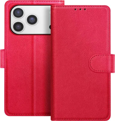 Produktbild von Avizar, Chesterfield Klappetui iPhone 17 Pro mit Kartenfach und Standfunktion, Rot