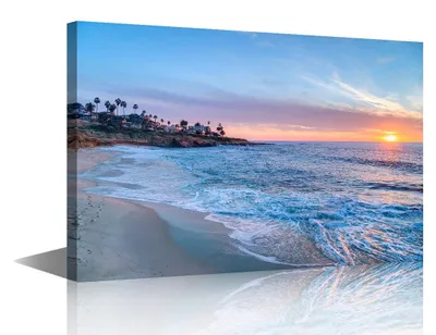 Productafbeelding van Solidchoice - Canvas Wanddecoratie Zeezicht Zonsondergang 80x61cm