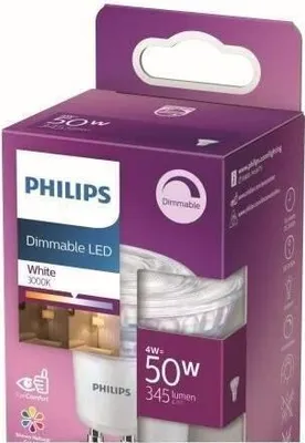 Image de Ampoule LED Philips GU10, Equivalent 50W, Dimmable, Verre
