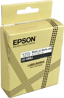 Produktbild von Epson LK-4WBJ, Schwarz, Weiß, Wärmeübertragung, Matte, LabelWorks LW-C410, 1,2 cm